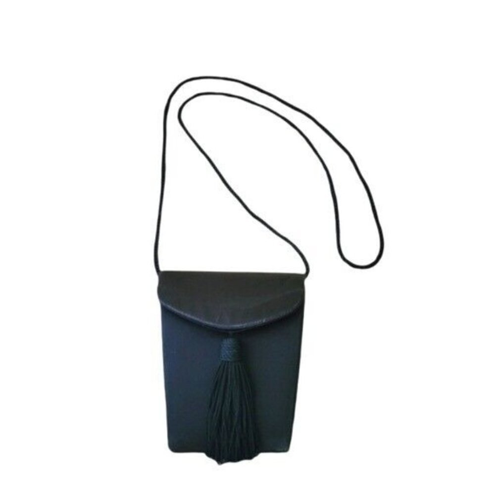 Vintage Carla Marchi Black Satin Take‎ Out Carton Crossbody Bag